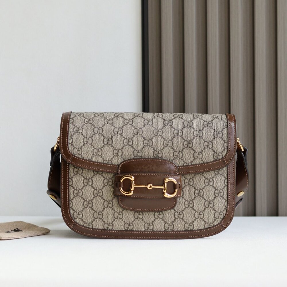 Gucci Horsebit 1955 GG Shoulder Bag Small Beige/Brown
